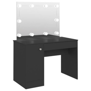 Stolik do makijażu z oświetleniem LED 110x55x145 cm, MDF, czerń