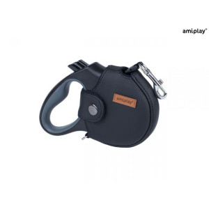 Amiplay Smycz Automatyczna Infini Lincoln Czarna 5M - 15 Kg Rozmiar M
