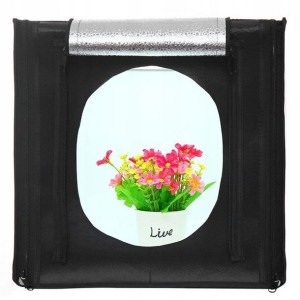 Namiot bezcieniowy sześcian 60cm LED czarny 3 tła