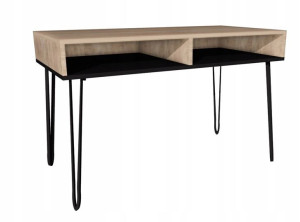 Biurko dąb Sonoma czarne, metalowe nog120x60 półki
