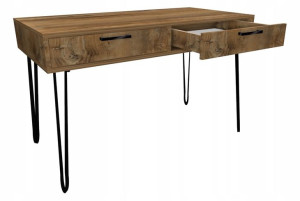 Biurko drewno retro, metalowe nogi 120x60cm loft