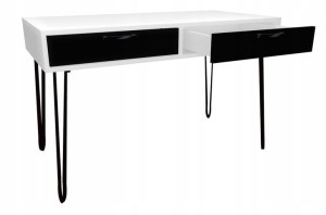 Biurko białe, czarne metalowe nogi 100x50cm loft