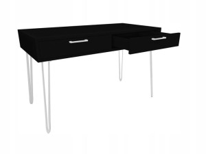 Biurko czarne, białe metalowe nogi 100x50cm loft