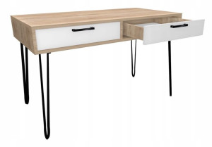 Biurko dąb sonoma, białe, metalowe nogi 100x50cm