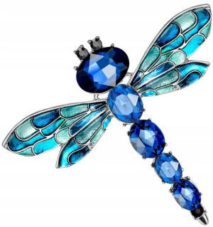 Broszka Owad Damska Ważka Kryształki Pin Boho