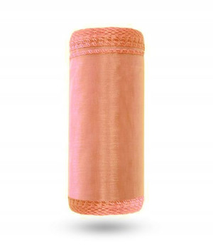 ORGANZA ORGANTYNA 12cm x 9m łososiowa- OBSZYTA