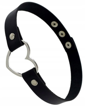 Skórzany Naszyjnik Choker Serce Obroża Gothic Rock