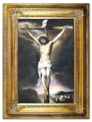 Obraz olejny ręcznie malowany 90x120 cm Jezus Chrystus Ukrzyżowany