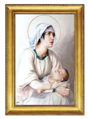 Obraz olejny ręcznie malowany 75x105 cm Matka Boska