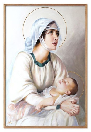 Obraz olejny ręcznie malowany 63x93cm Matka Boska