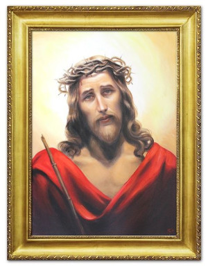 Obraz olejny ręcznie malowany 64x84cm Jezus Chrystus Maksymilian Antoni Pio