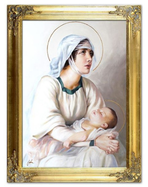 Obraz olejny ręcznie malowany 64x84cm Matka Boska