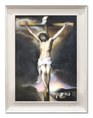 Obraz olejny ręcznie malowany 66x86 cm Jezus Chrystus Ukrzyżowany