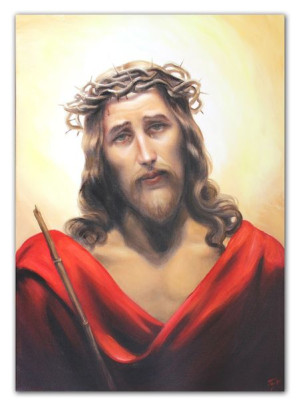 Obraz olejny ręcznie malowany 50x70cm Jezus Chrystus Maksymilian Antoni Pio