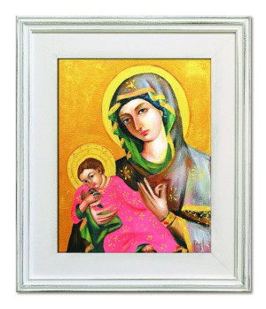 Obraz olejny ręcznie malowany 30x35 cm Matka Boska