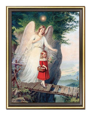Obraz z Aniołem Stróżem płótno w ramie 36x46 cm