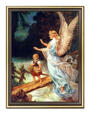 Obraz z Aniołem Stróżem płótno w ramie 36x46 cm