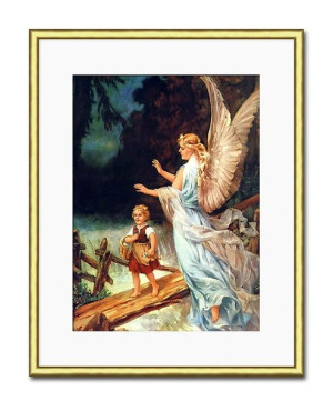 Obraz z Aniołem Stróżem w ramie 21x26cm