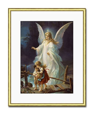 Obraz z Aniołem Stróżem w ramie 21x26cm