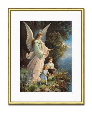 Obraz z Aniołem Stróżem w ramie religijny 21x26cm