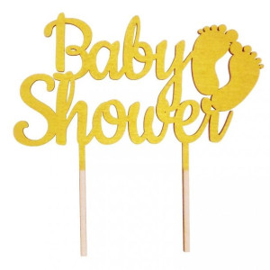 Topper na Babyshower stopki złoty