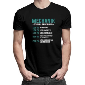 Mechanik - stawka godzinowa męska koszulka z nadrukiem dla mechanika