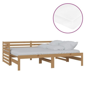 Łóżko wysuwane, 2 x (90x200) cm, miodowy brąz, drewno sosnowe