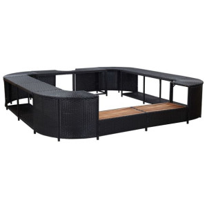 Kwadratowa obudowa spa, czarna, 268x268x55 cm, polirattan