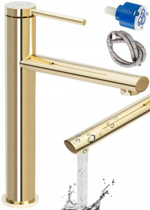 Bateria Umywalkowa Wysoka Oval Gold Złota Rea