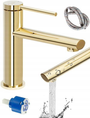 Bateria Umywalkowa Niska Oval Gold Złota Rea
