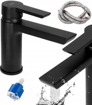Bateria Umywalkowa Niska Argus Black Czarna Rea