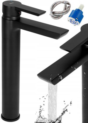 Bateria Umywalkowa Wysoka Czarna Argus Black Rea
