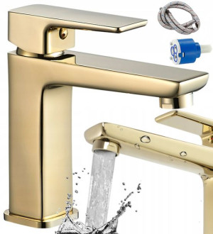 Bateria Umywalkowa Niska Złota Kran Orix Gold Rea