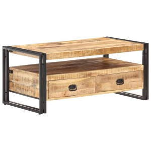 Stolik kawowy, 100x55x45 cm, surowe drewno mango