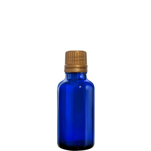 Butelka Szklana Niebieska 30ml Z Kroplomierzem Złotym