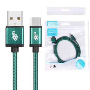 TB Kabel USB-USB C 1.5m zielony sznurek Quick Charge