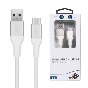 TB Kabel USB 3.0 - USB C 2m PREMIUM 3A biały Quick Charge
