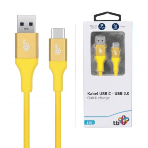 TB Kabel USB 3.0 - USB C 2m PREMIUM 3A żółty Quick Charge