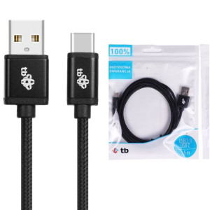 TB Kabel USB-USB C 1.5m czarny sznurek Quick Charge