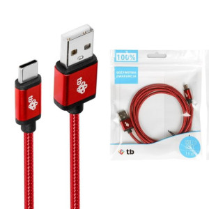 TB Kabel USB-USB C 1.5m rubinowy sznurek Quick Charge