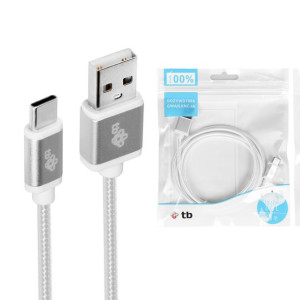 TB Kabel USB-USB C 1.5m srebrny sznurek Quick Charge
