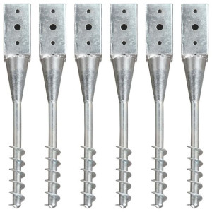 Kołki gruntowe, 6 szt., srebrne, 7x7x56 cm, stal galwanizowana