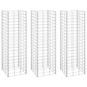 Wysokie donice gabionowe, 3 szt., 30x30x100 cm, żelazo