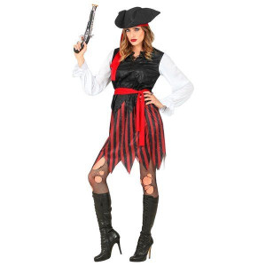 Strój Pani Piratka Rozbójnik Pirat W Paski - Xxl