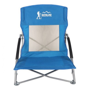 Fotel Turystyczno Plażowy Z Podłokietnikami 55X58X64 Składany Niebieski