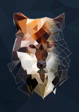 Wilk granatowe tło - plakat 59,4x84,1 cm