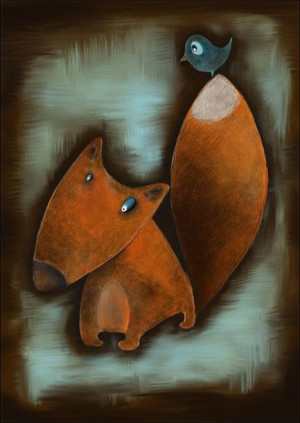 Lis i ptak - plakat 60x80 cm