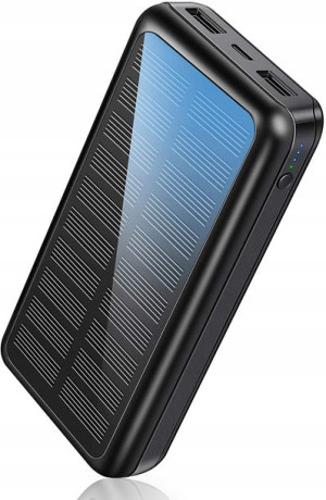 Powerbank solarny 30000 mAh czarny QI usb typu c