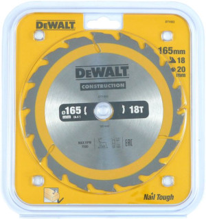 DeWALT tarcza piła do drewna 165mm 20mm 18z DT1933
