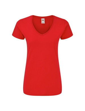 Fruit of the Loom Koszulka damska v-neck Iconic M czerwony